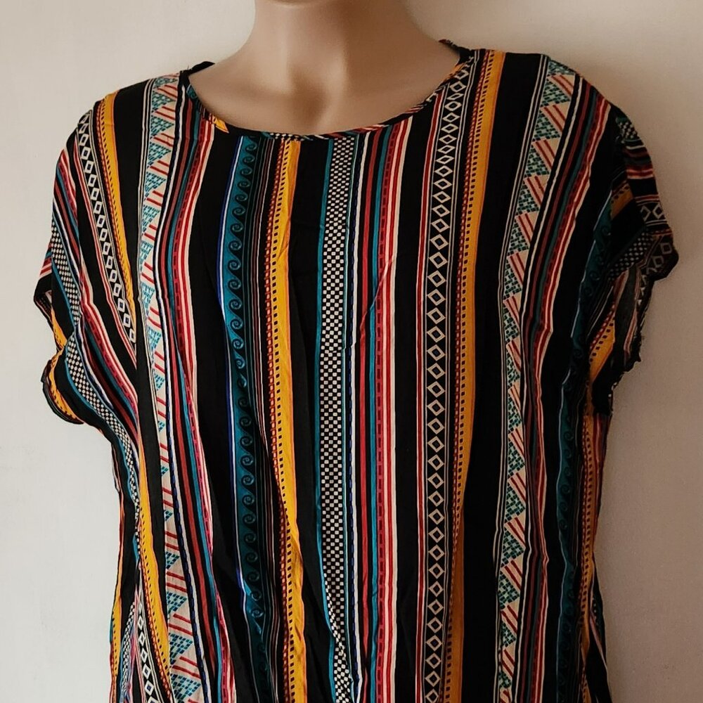 Shein Curve blouse sz 3X stripe bold colors boho great condition